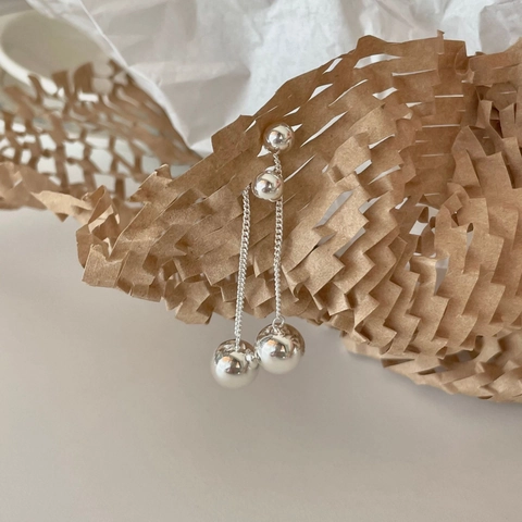 Orecchini Pendenti A Doppia Sfera In Argento Sterling 925 Gioielli Geometrici Con Catena A Nappa Per Donna
