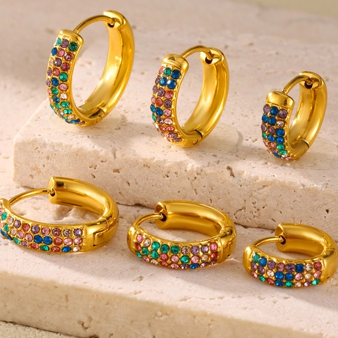 Edelstahl Zirkonia Türkis Hoop Ohrringe Für Damen Gold Silber Plattiert Geometrische Huggie Ohrringe Bohemian Stil Schmuck Geschenk