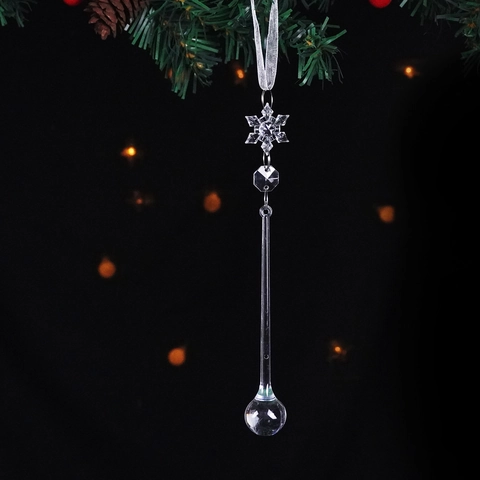 Ornements De Noël Pendants En Acrylique Transparent Flocon De Neige Nœud Goutte D'eau Pour Décoration D'arbre De Fête