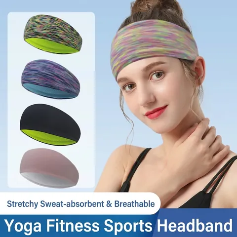 Sports Headband Sweat Wicking Breathable High Elastic Hairband For Running Yoga Fitness Workout Unisex Non Slip Wrap