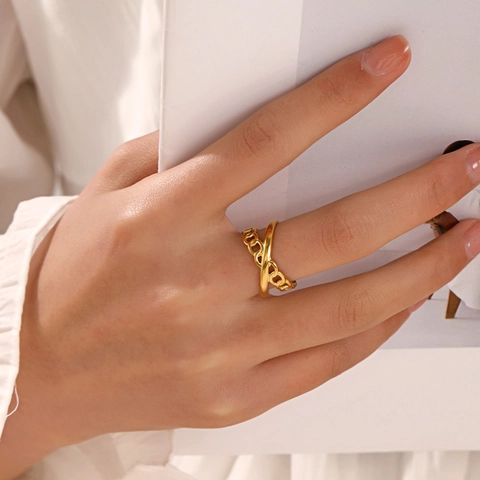 Kruis Ketting Open Ring Roestvrij Staal 18K Verguld Verstelbaar Mode Hip Hop Minimalistische Sieraden Voor Dames