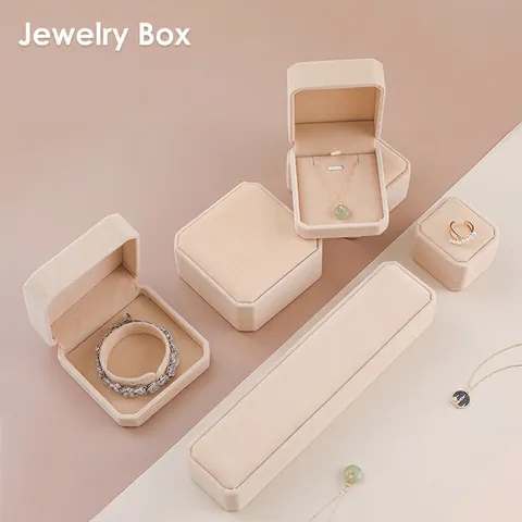 Luxury Velvet Jewelry Box Octagonal Flannelette Ring Pendant Necklace Bracelet Display Gift Case Packaging