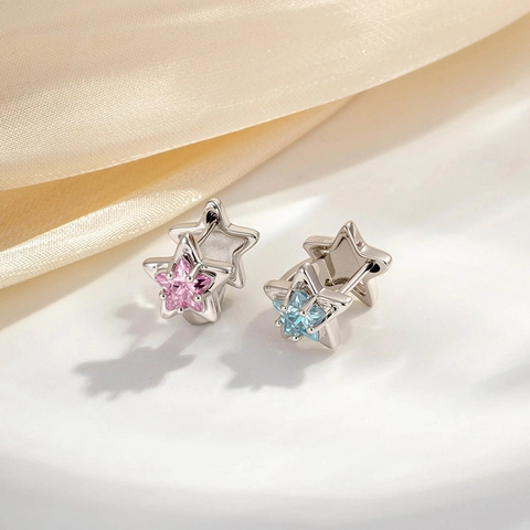 Pendientes De Aro Estrella Cobre Con Circonita En Forma De Estrella Estilo Nicho Pequeños Ear Cuffs Joyería Mujer
