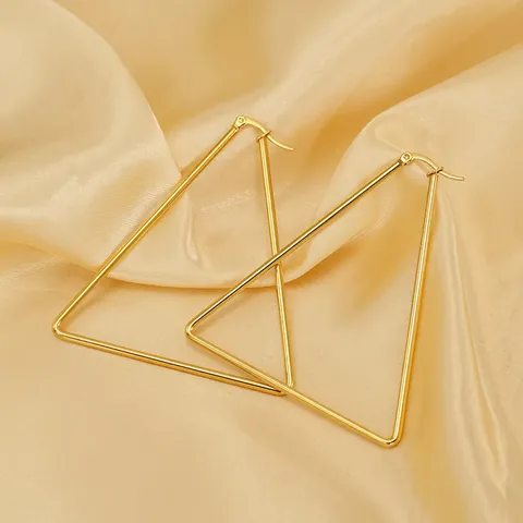 Fashion Stainless Steel Geometric Triangle Hoop Earrings For Women 18K Gold Plated Exaggerated Punk Jewelry Statement Earring Gift