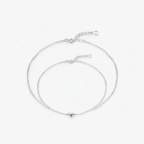 925 Sterling Silver Heart Pendant Bracelet Minimalist Tiny Adjustable Chain Hand Jewelry For Women Girl Gift