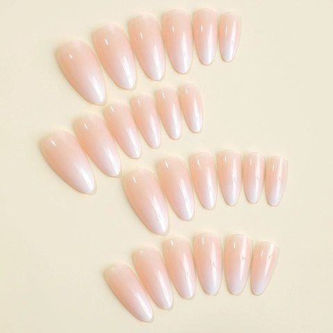 Unghie Finte Lunghe A Mandorla Sfumate Rosa Nude Lucide Punte Per Unghie Artificiali Rimovibili Per Manicure DIY