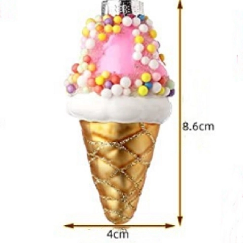 Ornamenti Appesi Albero Natale Vetro Forme Dolce Torta Fragola Donut Cupcake Glitter Decorazione Festa