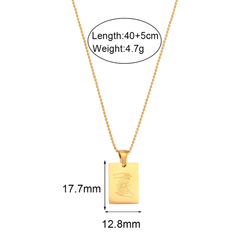 Celestial Quadrat Anhänger Halskette 18K Vergoldeter Edelstahl Sonne Mond Stern Hand Geste Kugel Kette Schmuck Damen