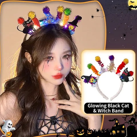 Cerchietto Per Capelli Halloween LED Luminoso Peluche Zucca Teschio Fantasma Pipistrello Ragno Accessorio Per Feste