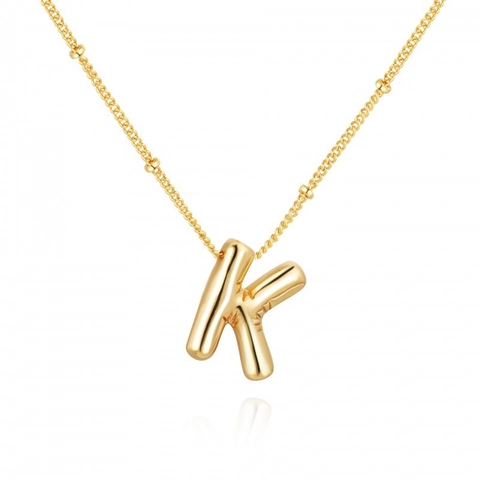 Minimalist 3D Balloon Alphabet Necklace Stainless Steel 18K Gold Plated A-Z Initial Letter Pendant Necklace for Women Men Jewelry Gift