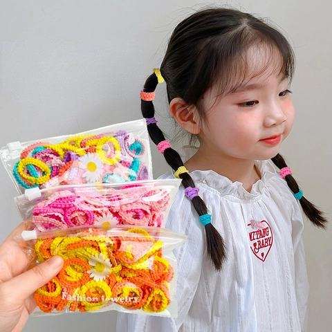 Kids Girls Elastic Hair Ties Nylon Wavy Texture Ponytail Holders Macaron Colors Seamless Hair Accessories