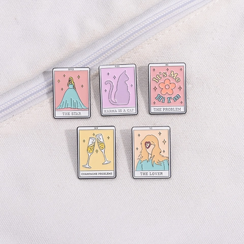 Tarot Card Enamel Brooches Alloy Cartoon Pin Badges Backpack Clothing Decoration Jewelry Accessory Macaron Color Music Theme