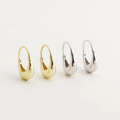 Minimalist 925 Sterling Silver U-Shaped Chunky Hoop Earrings Polished Teardrop Ear Buckle For Women Fashion Jewelry Gift
