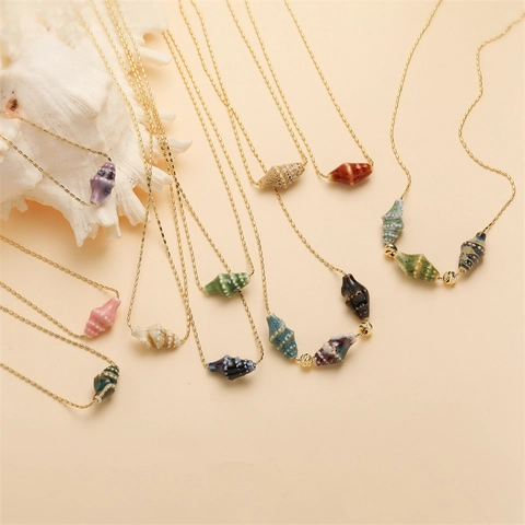 Schelp Hanger Ketting Keramiek Koper Gouden Kralenketting Boho Strand Sleutelbeen Ketting Voor Vrouwen Trendy
