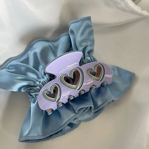 Pince à Cheveux Acétate Cœur Évidé Y2K Doux Barbie Rose Bleu Tendance Esthétique Clip Pour Femmes Filles Accessoires