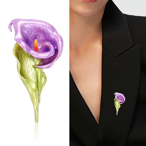 Elegante Spilla a Forma di Calla per Donna in Lega di Smalto Floreale Pin Stile Coreano Ins Abbigliamento Gioielli Accessori Matrimonio Festa Regalo
