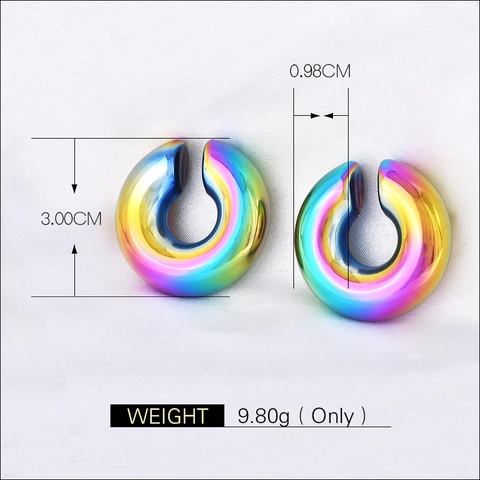 Titanium Stahl C-Form Ohrclip Ohrringe Regenbogen Vakuum Beschichtet Nicht Durchgestochen Geometrische Retro Körperschmuck