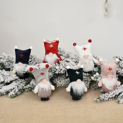 Ornamenti Appesi Gnomi Di Natale Tessuto A Maglia Pelliccia Sintetica Ricamo A Stella Vecchio Senza Volto Stile Nordico