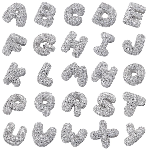 Initial Alphabet Letter Pendants Copper Cubic Zirconia Pavé Charms For DIY Necklace Bracelet Making Hip Hop Style