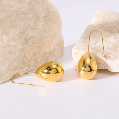 Pendientes De Gota De Agua Acero Inoxidable Chapado En Oro De 18K Minimalista Pulido Elegante Joyas Para Mujer