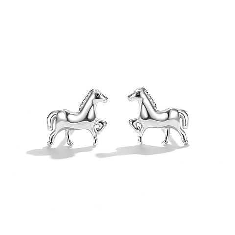 925 Sterling Silver Horse Stud Earrings For Women Minimalist Animal Pony Shape Electroplated Silver Earrings Fashion Jewelry Gift