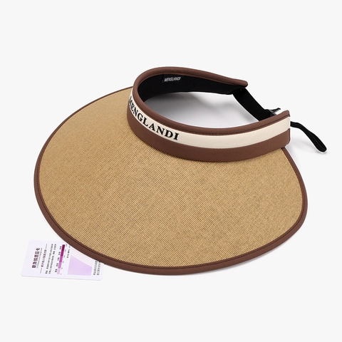 Cappello Visiera Parasole Donna Paglia Naturale Tesa Larga Alta Protezione UV Pieghevole Portatile Estate Spiaggia Viaggio Regolabile