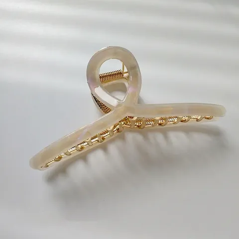 Large Hair Claw Clip Elegant Acetate Alloy Cross Twist Minimalist Korean Style Nonslip Strong Hold For Women