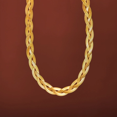 Collar De Acero De Titanio Chapado En Oro Trenzado Cadena De Serpiente Espiga En Capas Choker Retro Para Mujer Joyas Elegantes