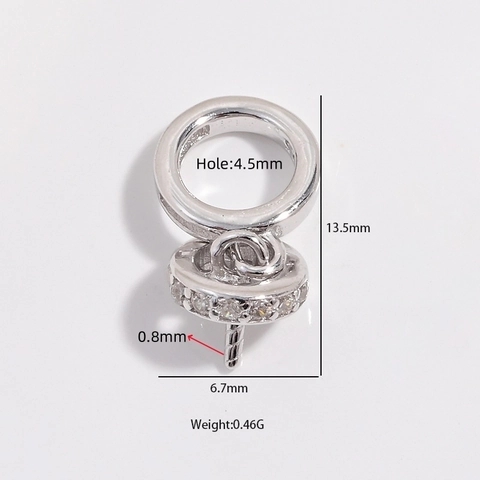 925 Sterling Silber Künstliche Perlen Anhänger Schlaufe Verbinder Mit Mikro Pave Zirkon Rund DIY Schmuckherstellung Zubehör