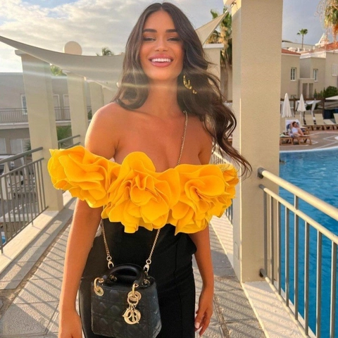 Traje De Baño De Una Pieza Para Mujer Decoración De Flores 3D Bandeau Acolchado Nailon Poliéster Color Sólido Playa