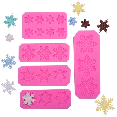 Molde De Silicona Copo De Nieve Grado Alimenticio Diy Repostería Fondant Chocolate Resina Navidad Fiesta Decoración Postre