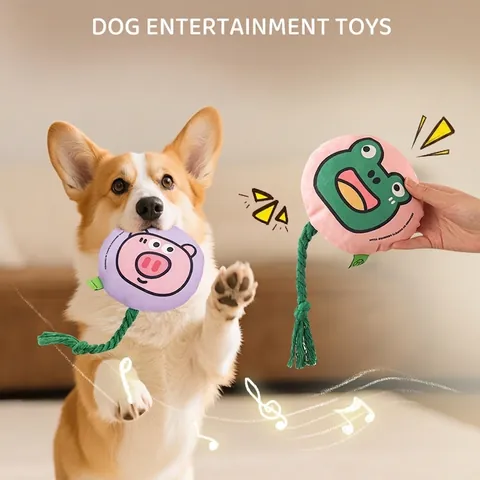 Dog Squeaky Toy Animal Series Plush Cotton Rope Interactive Play Teeth Cleaning Grinding Toy For Small Medium Dogs