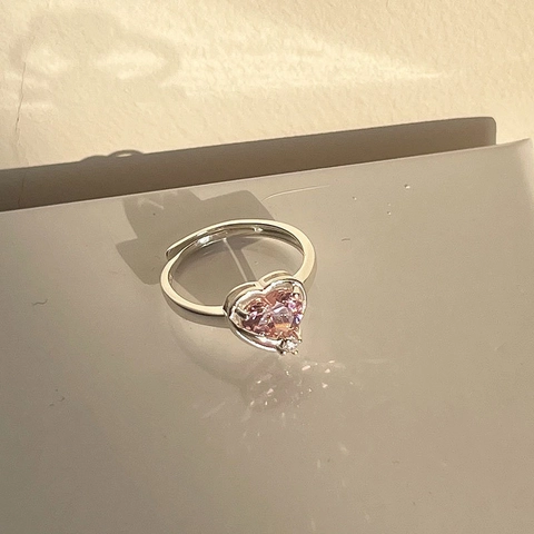 Anello Regolabile In Rame Con Cuore Rosa E Strass Per Donna Stile Coreano Delicato Gioielli Di Moda Regalo
