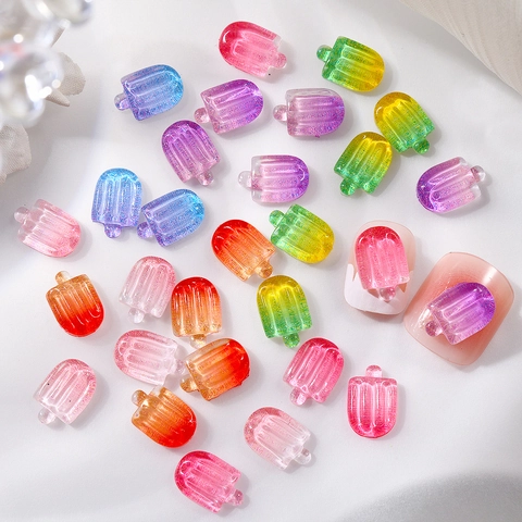 Nagelkunst Dekorationen Harz Eis Am Stiel 3D Farbverlauf Niedliche Eiscreme Ornamente Für DIY Maniküre Zubehör