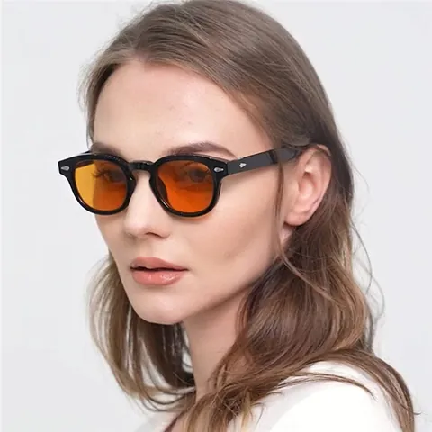 Occhiali Da Sole Rotondi Retrò Protezione UV400 Montatura In PC Decorazione Rivetti Occhiali Anti Lumière Blu Per Uomini Donne