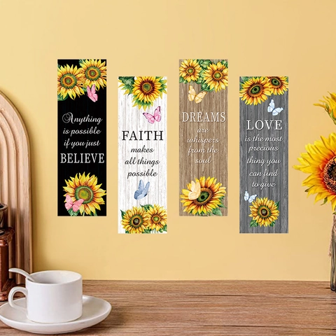 Sunflower Butterfly Wall Stickers PVC Self Adhesive Inspirational Quotes Home Decor For Living Room Bedroom