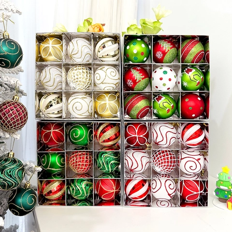 Palle Di Natale Addobbi Albero Plastica Infrangibile Ornamenti Appesi Motivi Luccicanti Decorazione Festiva Elegante