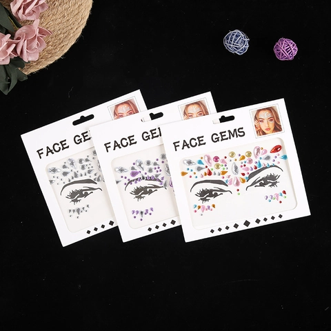 Face Gems Rhinestone Stickers Self Adhesive Acrylic Facial Jewels For Festival Party Rave Makeup Decorations Multi Color