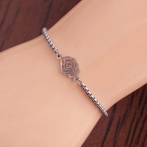 Pulsera De Acero Inoxidable Cadena Box Ajustable Colgante Pluma Hueca Joyería Minimalista Para Hombres Mujeres
