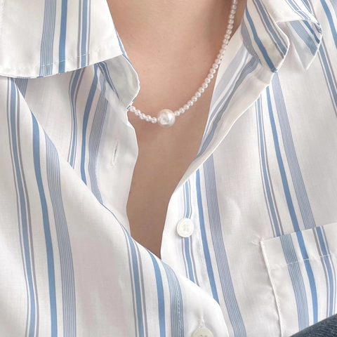 Elegante Süßwasserperlenkette 925 Sterling Silber 18K Vergoldet Französisch Retro Fokusperle Choker Damen