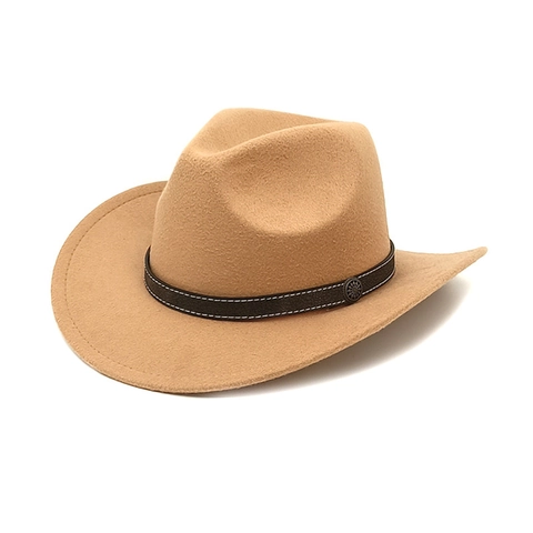Cappello Da Cowboy Occidentale Cotone Poliestere Feltro Tesa Larga Retro Vintage Protezione Solare Esterna Uomo Donna