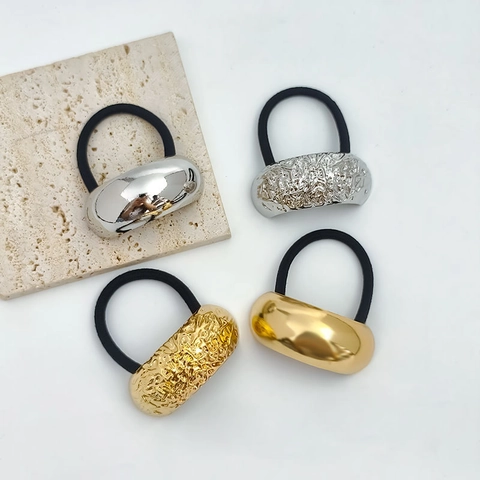 Elastici Per Capelli In Metallo Minimalisti Semicerchio Lega Supporto Per Coda Di Cavallo Geometrico Liscio Martellato Per Donna