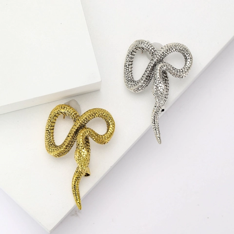 Retro Alloy Snake Brooch Creative Animal Python Pin For Suit Coat Fashion Jewelry Accessory For Men Women