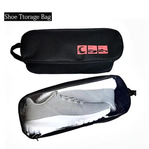 Portable Travel Shoe Storage Bag Oxford Cloth Waterproof Breathable Pouch With Hand Strap Transparent Window Zipper