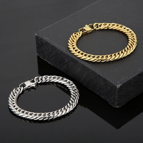 Collar De Cadena De Eslabones Cubanos Para Hombre Acero Inoxidable De Titanio Hip Hop Streetwear