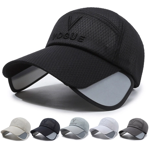 Gorra De Béisbol De Malla Transpirable Con Alas De Visera Retráctiles Sombrero De Sol Ajustable Para Cola De Caballo