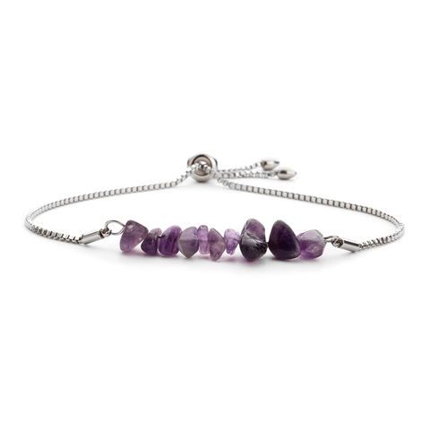 Natural Stone Stainless Steel Adjustable Bolo Bracelet Box Chain Healing Crystal Chips Fashion Jewelry For Women