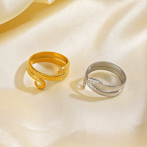 Anillo De Serpiente Envolvente Acero Inoxidable Ajustable Retro Étnico Hip Hop Animal Joyas Para Mujeres