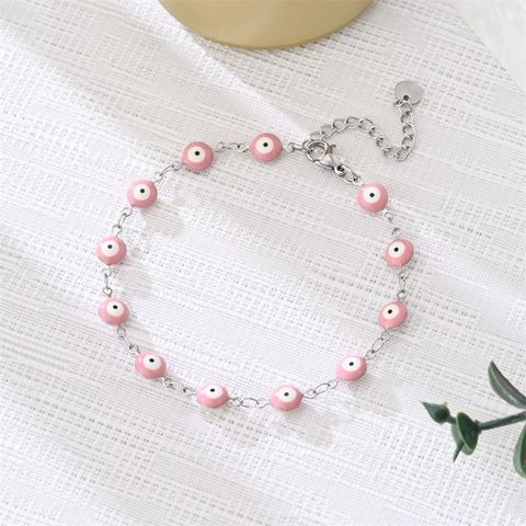 Evil Eye Armband Edelstahl 18K Vergoldet Bunte Emaille Glücksbringer Verstellbarer Schmuck Für Damen Herren