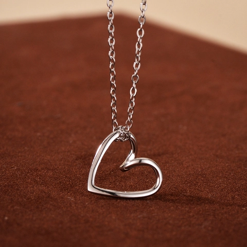 Elegant 925 Sterling Silver Hollow Heart Pendant Necklace For Women Dainty Adjustable Chain Minimalist Fashion Jewelry Accessories